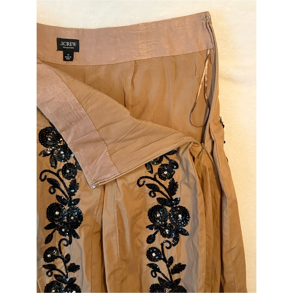 J.Crew Collection Spring 2025 Embellished Cotton Midi Skirt – Size 12
