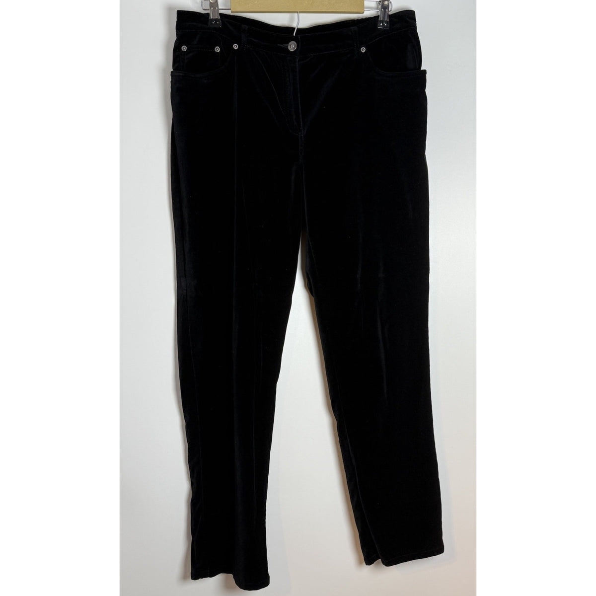 Ruby Rd. Black Faux Suede Pants Size 12 Stretch Cotton Blend 5 Pocket