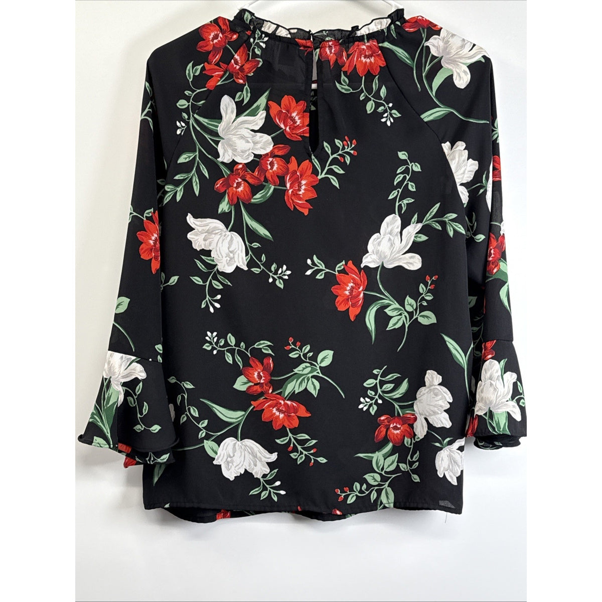 OLD NAVY Blouse Shirt Floral Bell Sleeve Top Boho Bloomcore Women's Size Small