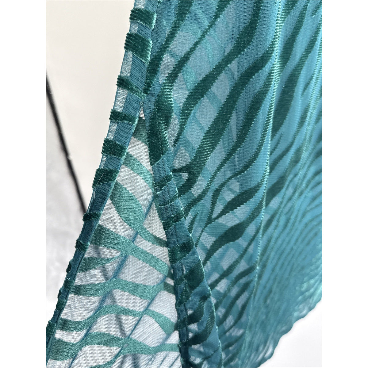 Alfani Teal Burnout Zebra Print Layered Tunic Top L Boho Artsy Mesh