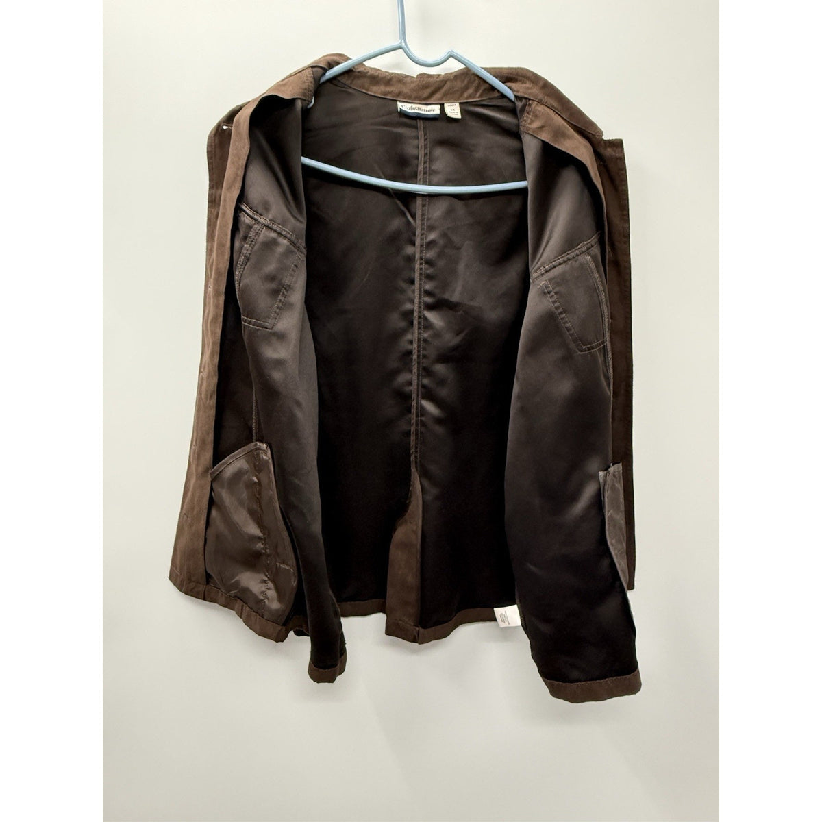 Croft & Barrow Brown Faux Suede Jacket Womens 1X Button Front Utility Shirt