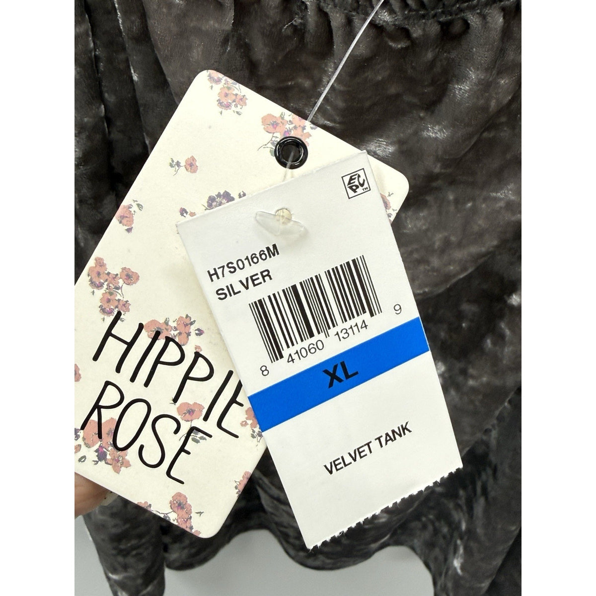 Hippie Rose Velvet Lace Cami Tank XL NWT Silver Gray Crushed Velvet Y2K Goth