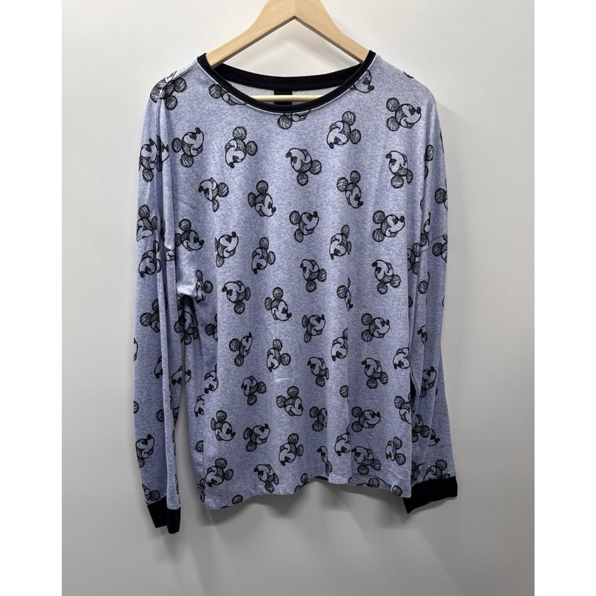 Disney Mickey Mouse Top Women XL Blue Sketch Print Long Sleeve Loungewear