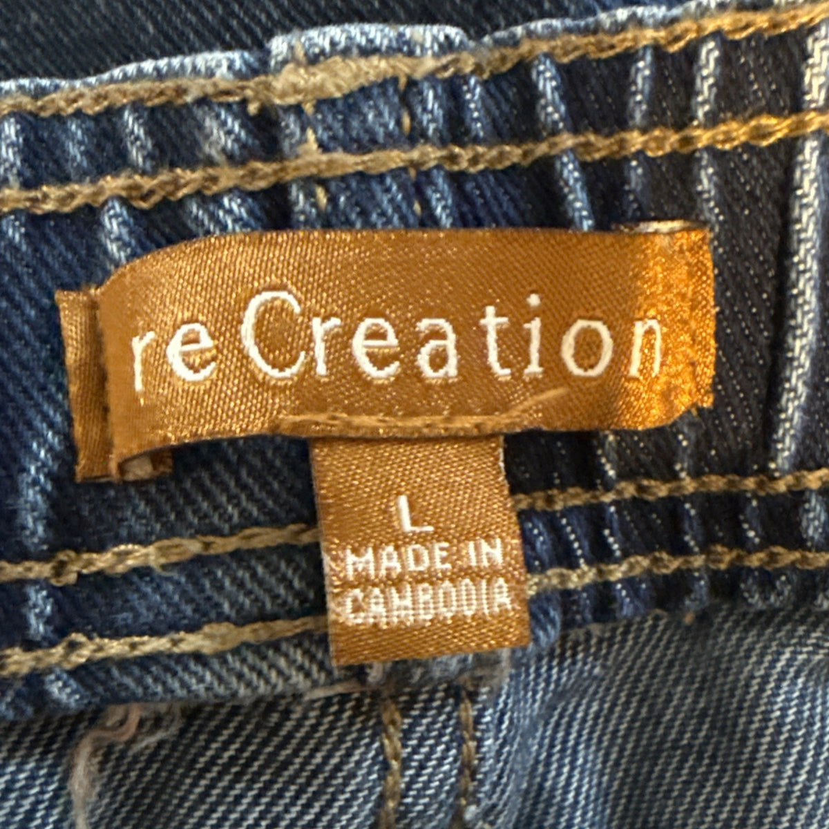 ReCreation Jeans Women's Large Blue Denim Stretch Waistband Straight Leg Casual
