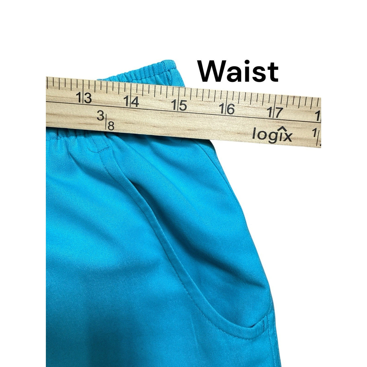 Kim Rogers Women’s Pull-On Pants 14 Blue Elastic Waist Pockets Short Length