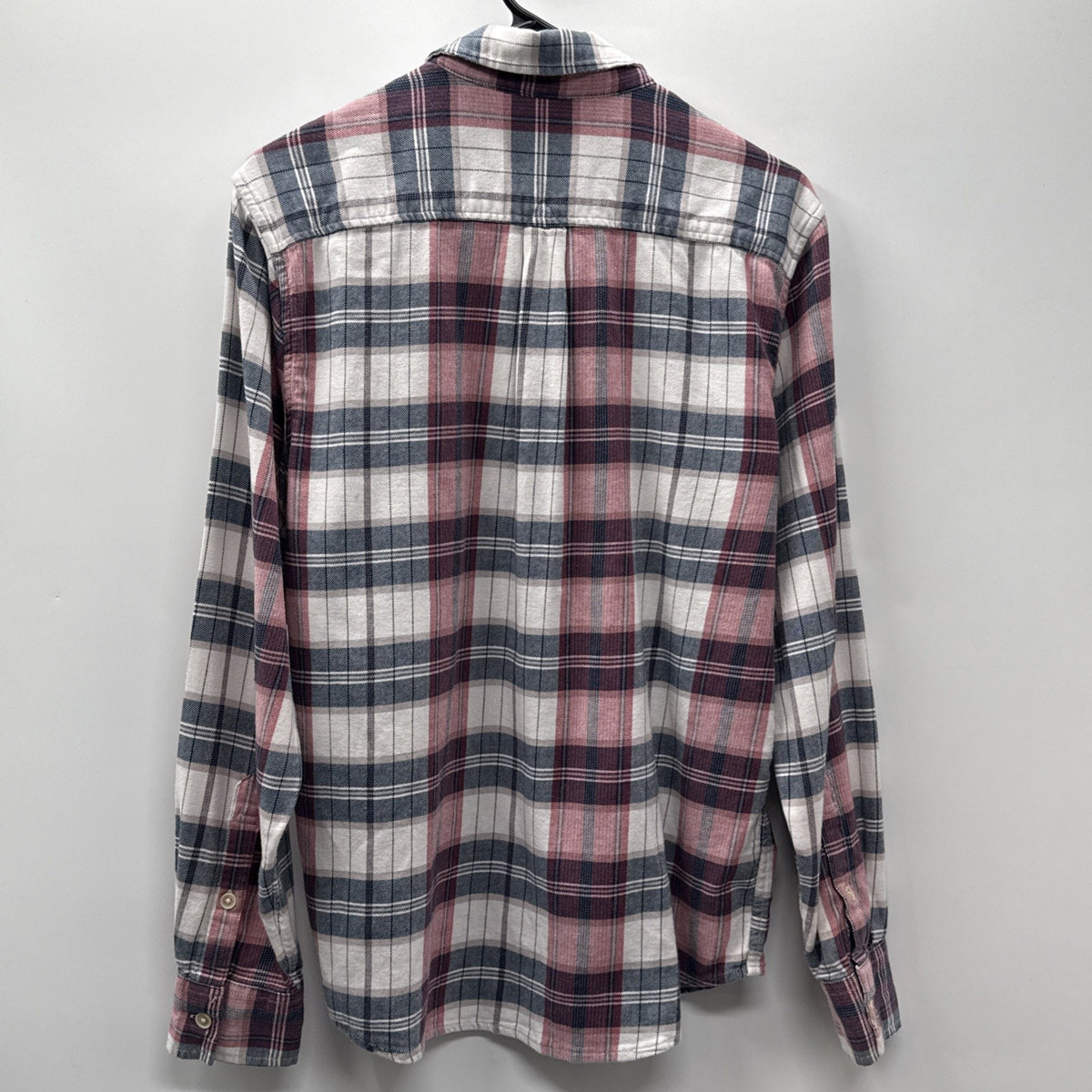 Lucky Brand Saturday Stretch Plaid Flannel Shirt Mens Medium M Rose Pink Blue