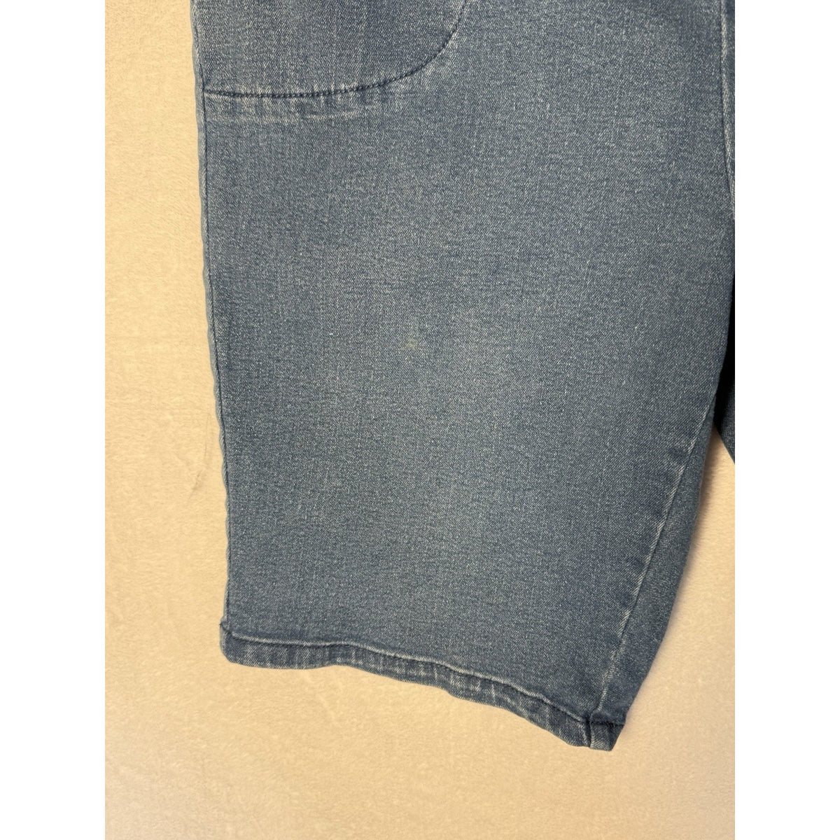Blair Womens 14 Denim Bermuda Shorts Pull On Stretch Elastic Waist Blue Pockets