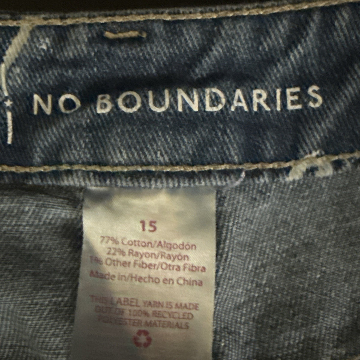 Heart Print High-Rise Straight Juniors 15 Raw Hem Jeans No Boundaries Distressed