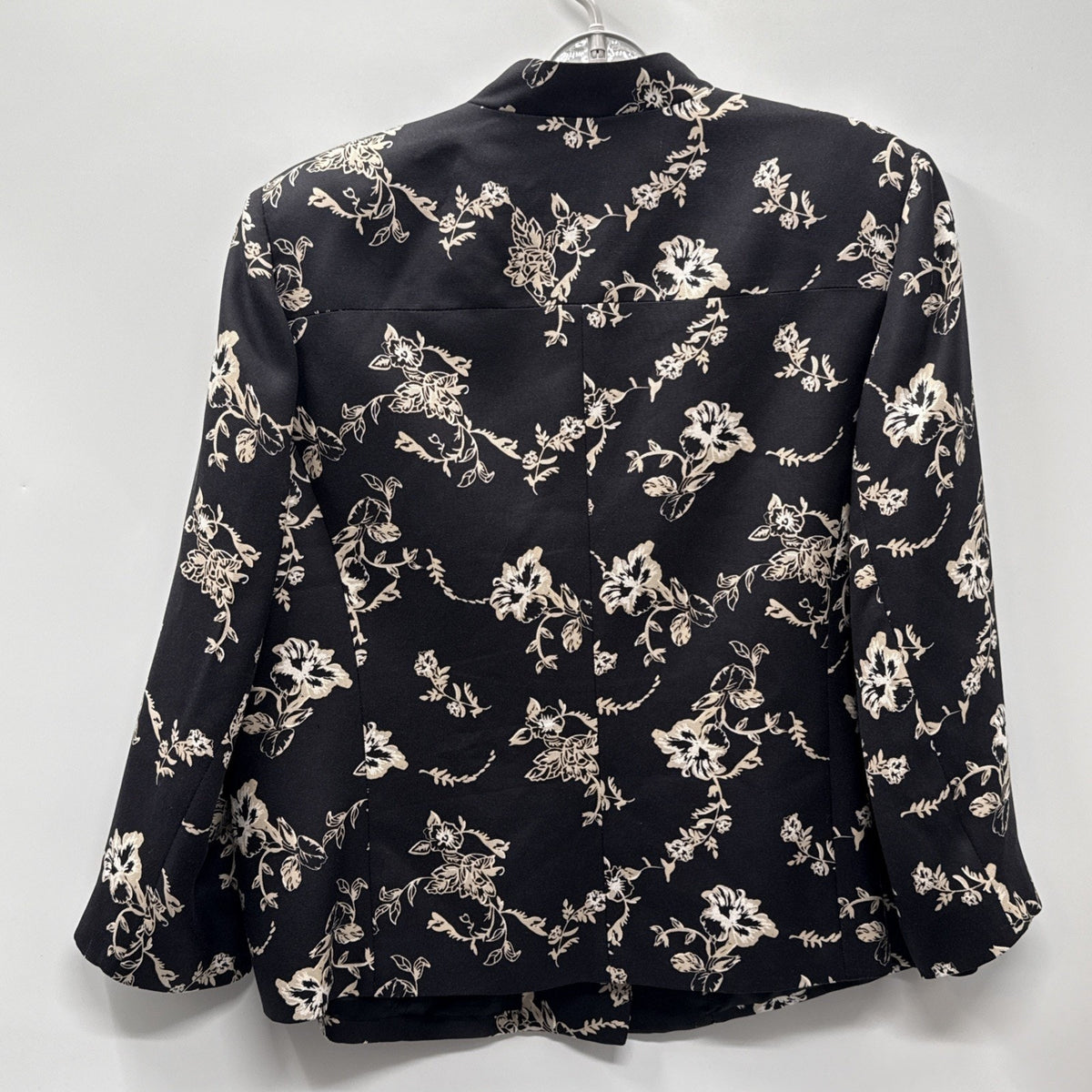 Charter Club Woman 18W 100% Silk Floral Blazer Jacket Black Career Office Plus