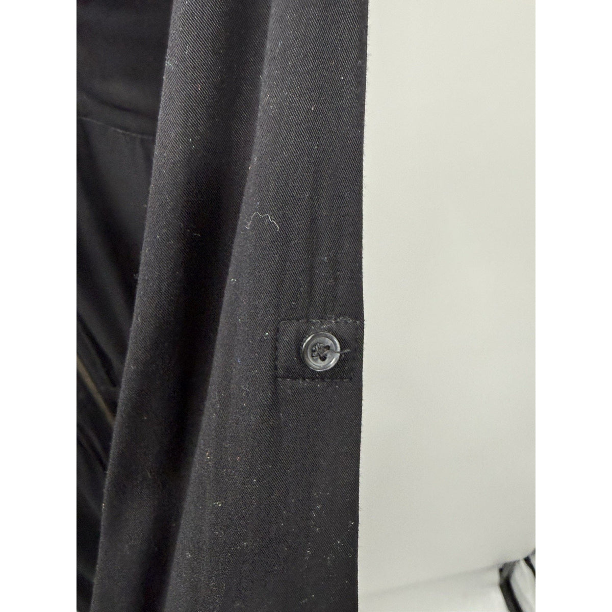 LOFT Black Zip Front Jumpsuit XS Long Sleeve Rayon Roll Tab Utility Pockets