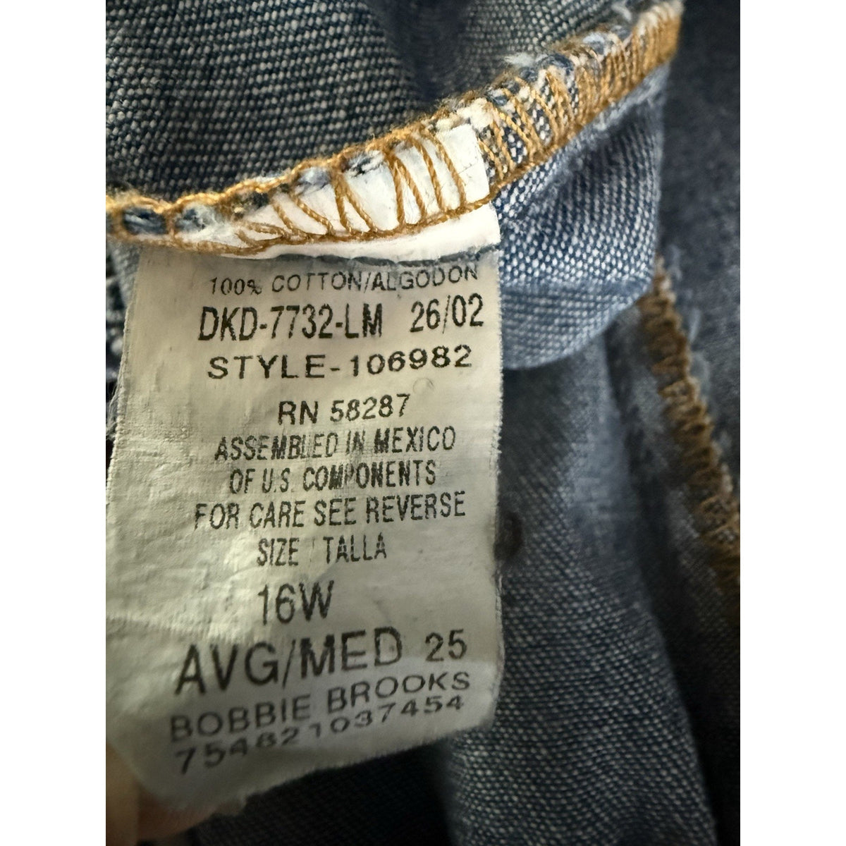 Bobbie Brooks Pull On Denim Jeans Womens 16W Elastic Waist Relaxed Comfort