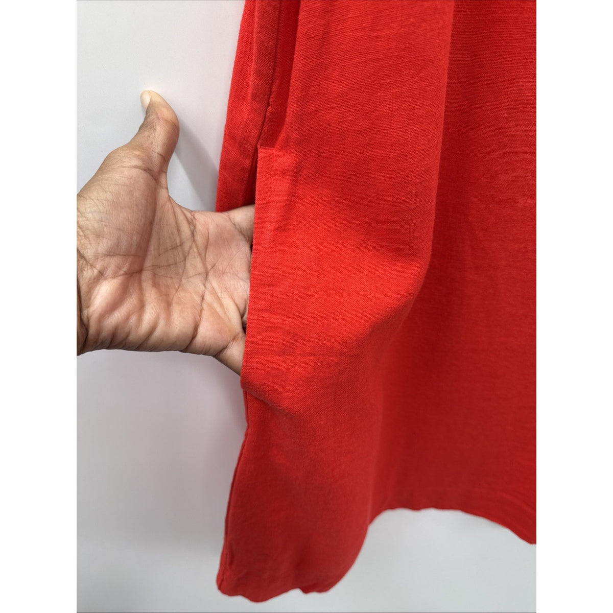 J.Crew Linen Blend Shift Dress Red Sleeveless Back Zip Size 6 Women’s Pockets
