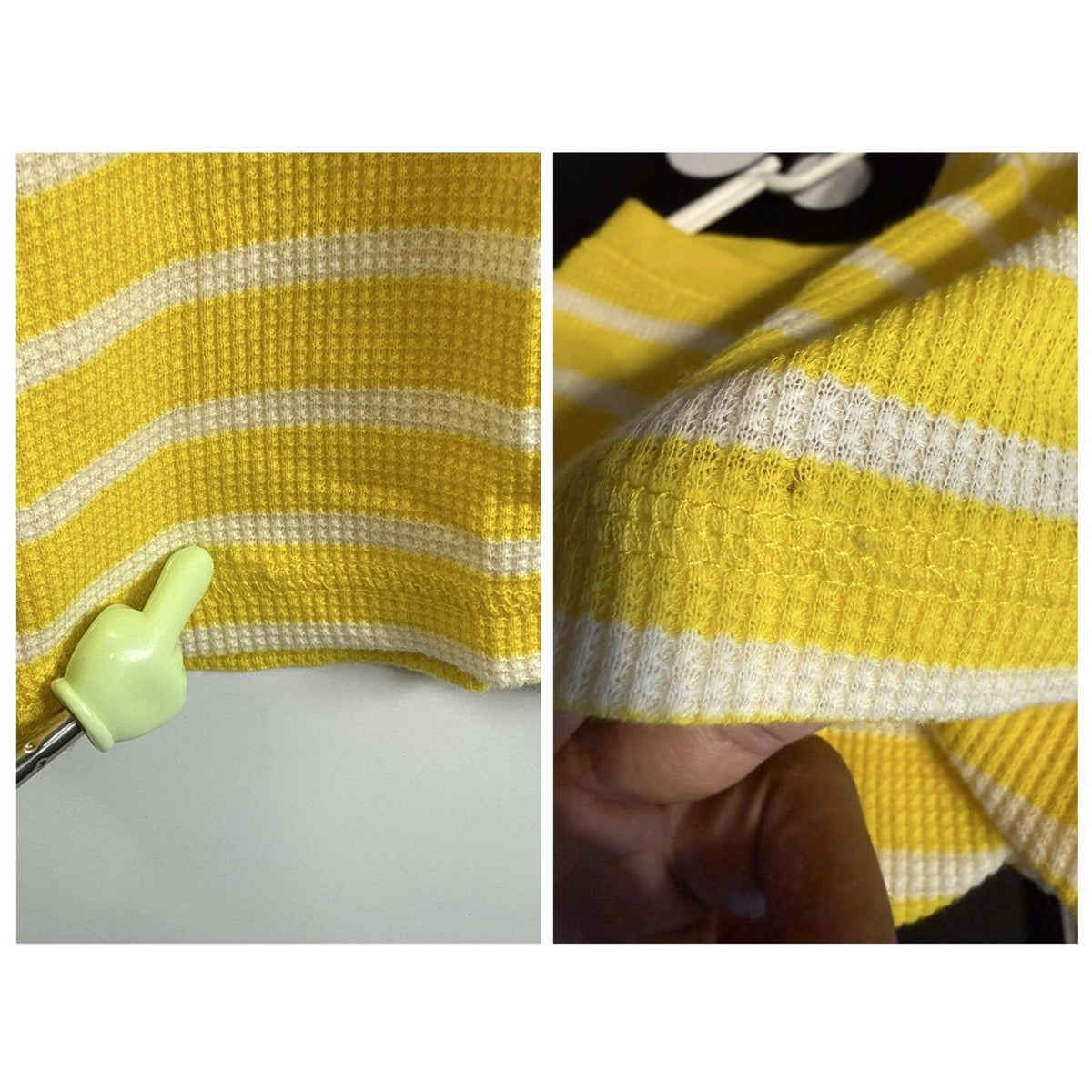 Old Navy Top Blouse T-shirt Size Medium Long Sleeve Striped Yellow White