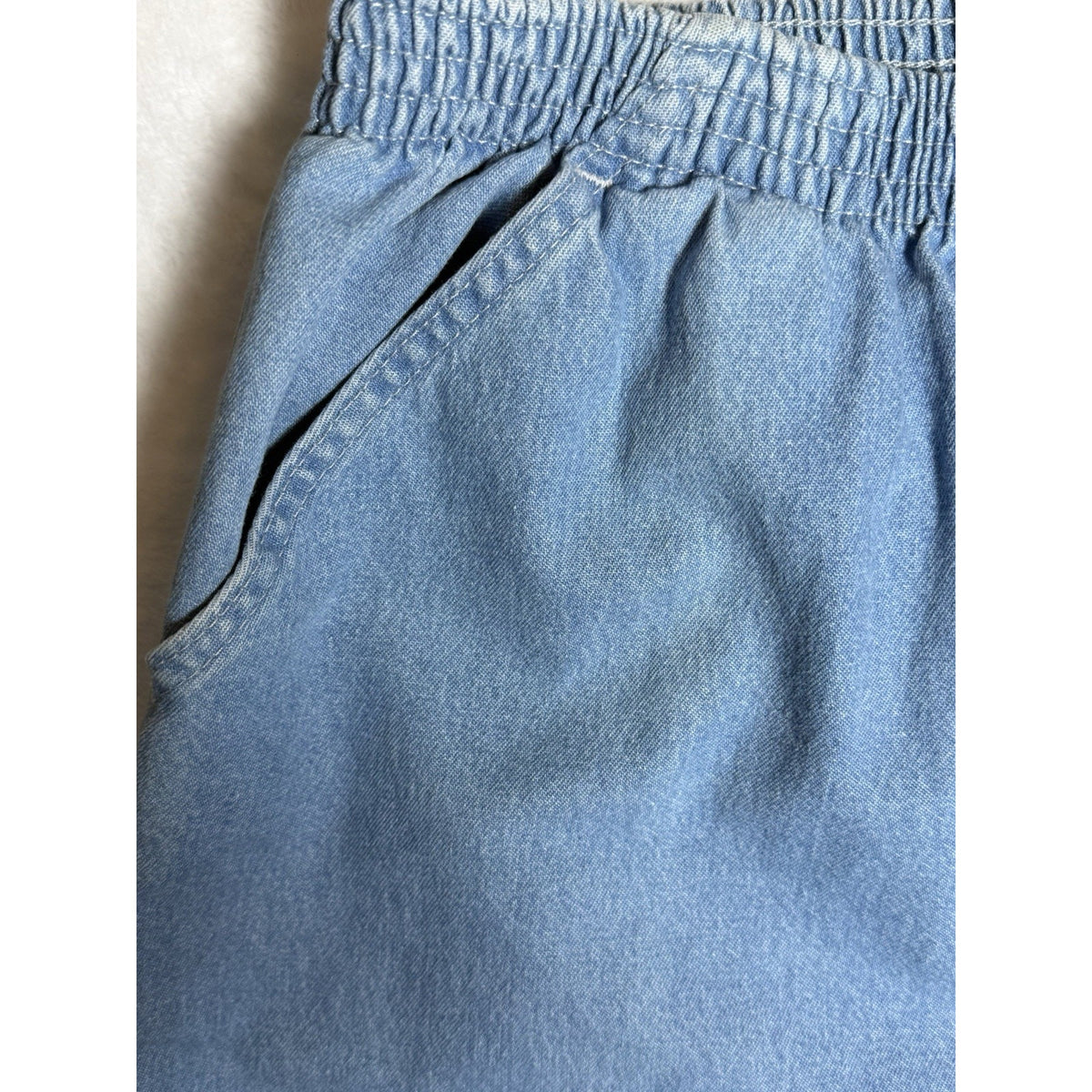 Chic Womens 20W Blue Pull On Denim Capri Pants 100% Cotton Elastic Waist Plus