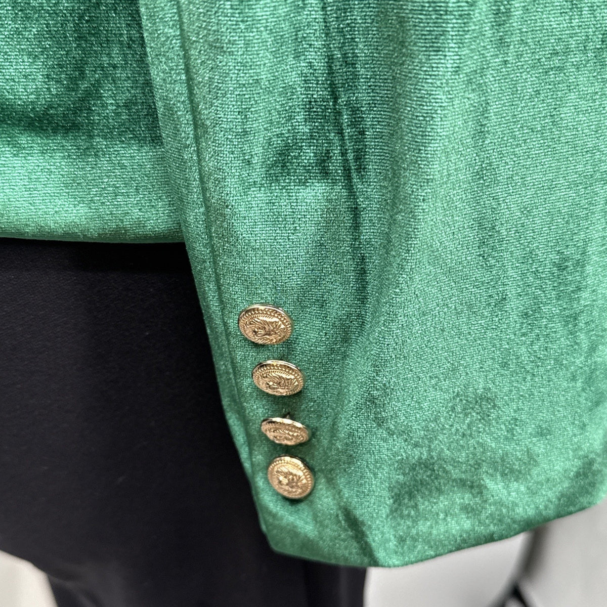 Green Velvet Blazer Womens XL 18 Single Button Gold Buttons Jacket Holiday
