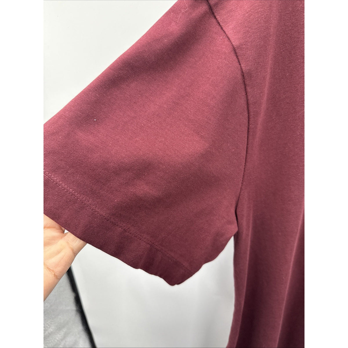 H&M Tee Shirt Dress Women’s Large Burgundy Short Sleeve Cotton 33”length Casual
