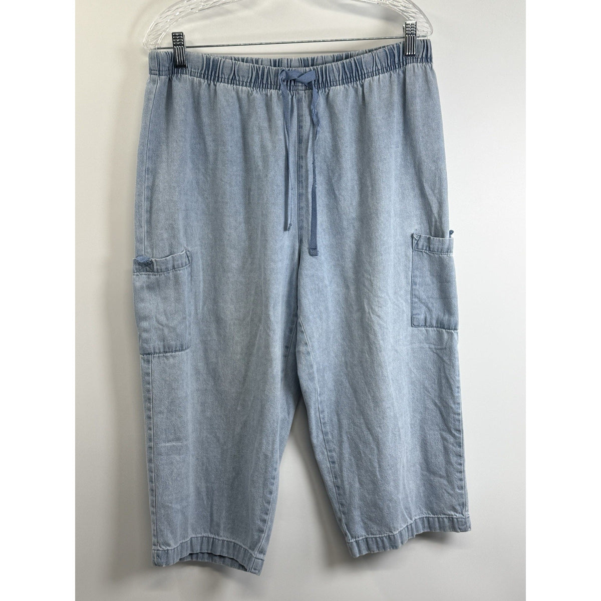 Basic Edition Jeans Women Large Pull On Draw String Waist Light Wash Normcore