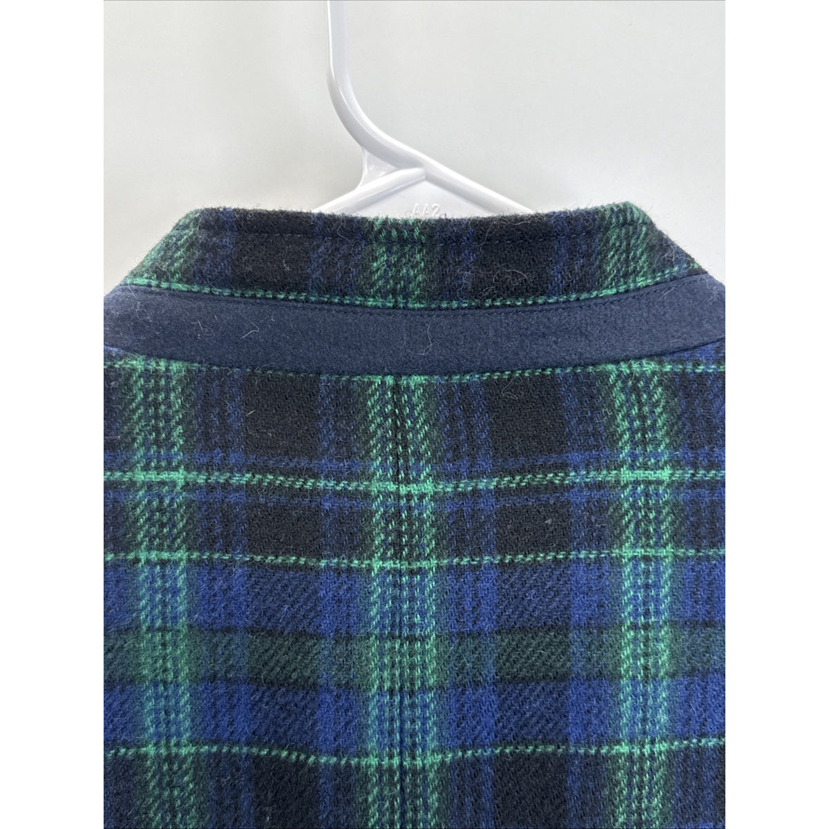 Talbots Womens Wool Blend Black Watch Plaid Blazer Jacket Blue Green Size 12