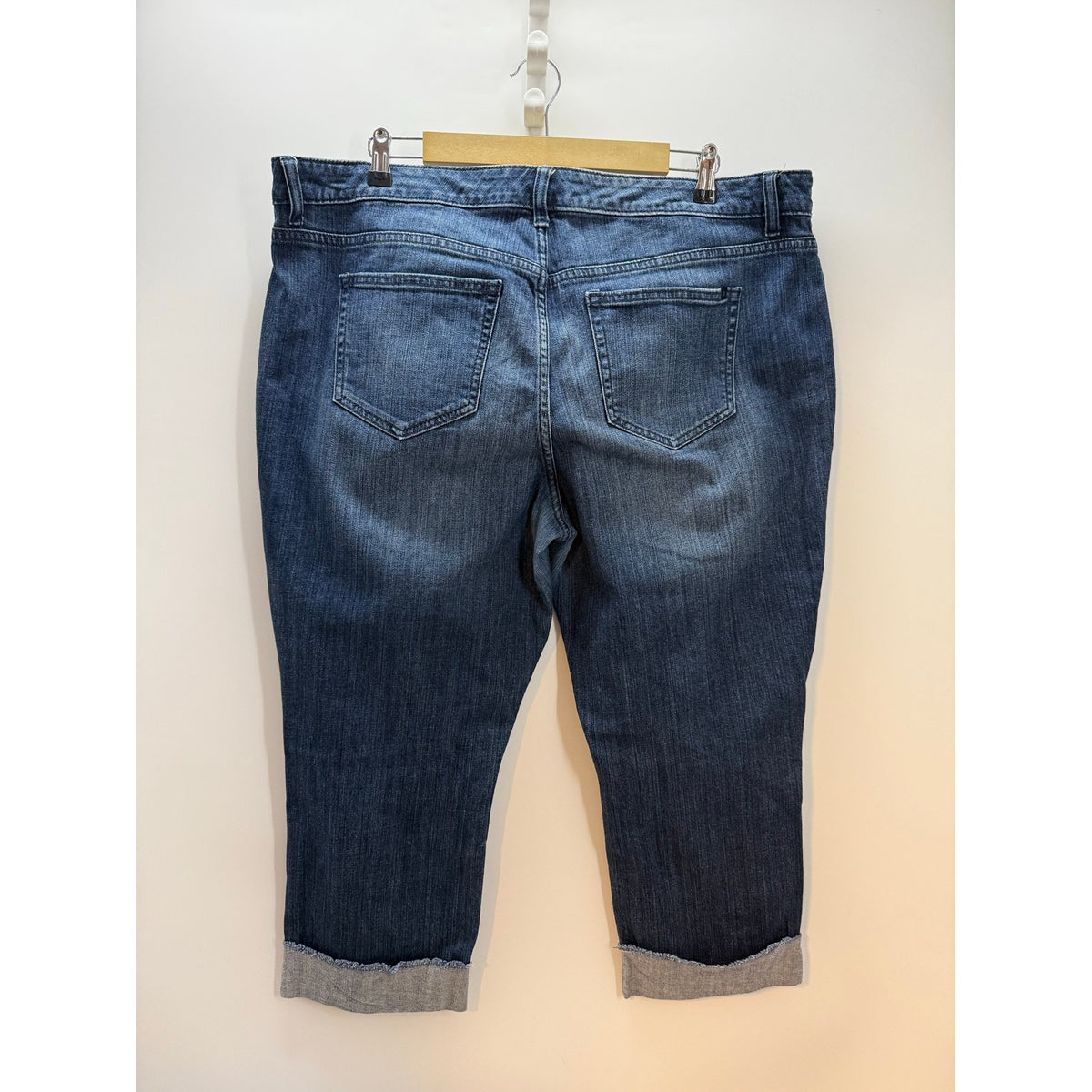 JLo Blue Jean Denim Cuff Pants 5 Pocket Distressed Women’s Size 18W