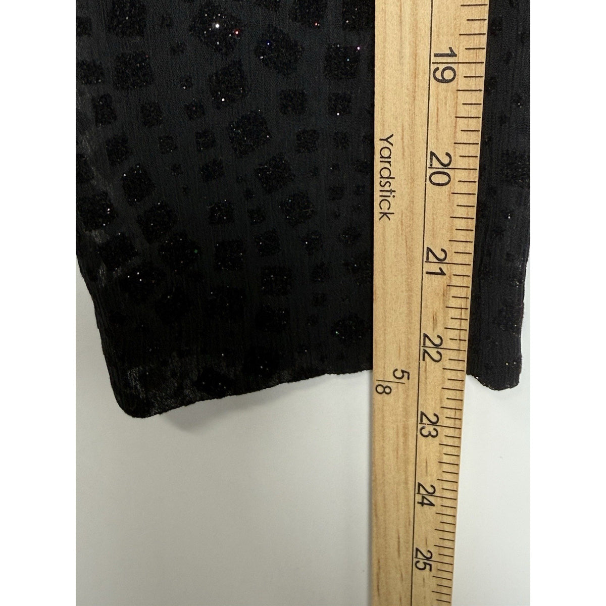 R&K Evening Black Sheer Open Back Textured Blouse 14W Button Front Shimmer Top