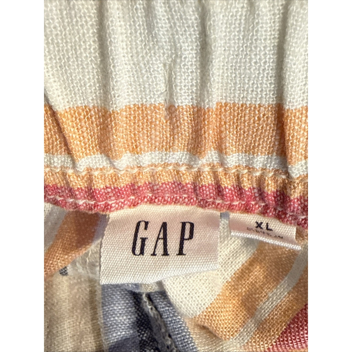 Gap Linen Blend Stripe Pull On High Rise Shorts Size XL White Peach blue Pink,wo