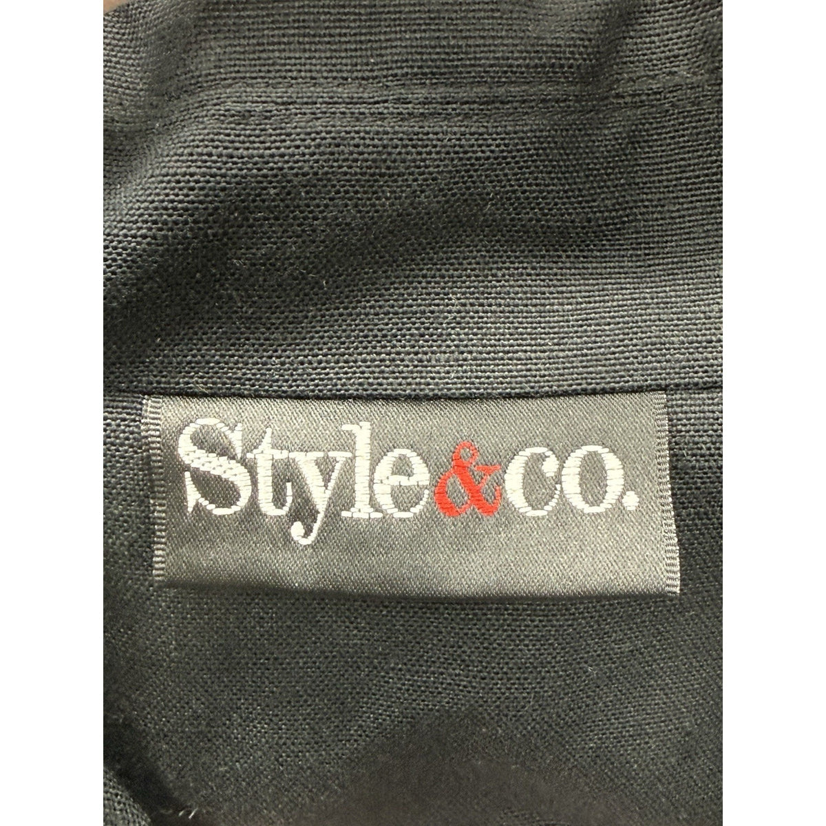 Style & Co Black Linen Rayon Button Front Long Jacket Topper Women’s 14 Career