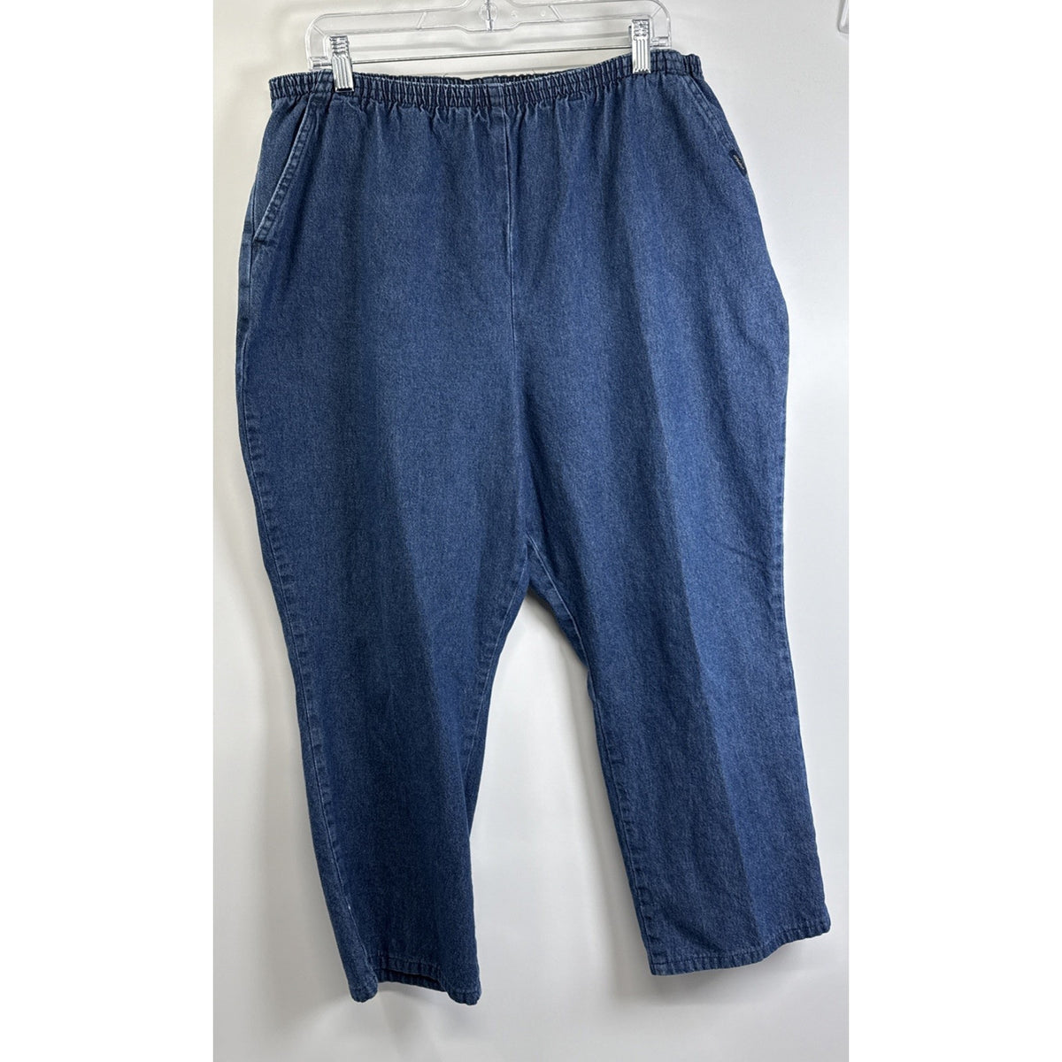 Chic Women's Size 18 Average Elastic Waist Pullon Blue Jeans Denim Pants