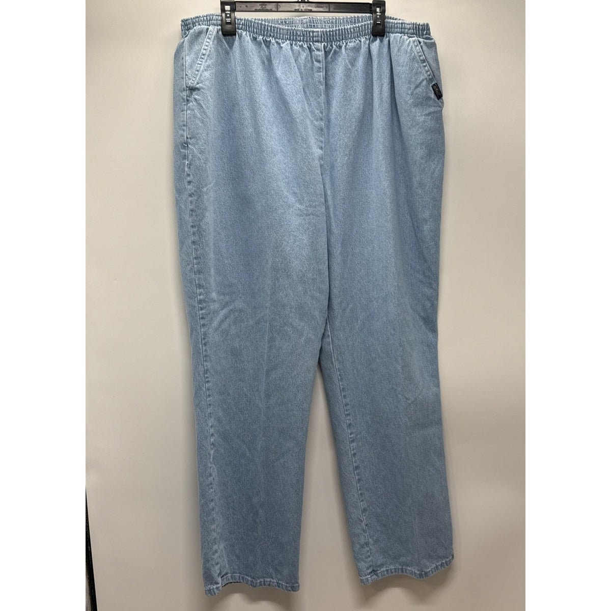 Chic Womens 24W Jeans Pull On Elastic Waist Blue Light Wash Pockets Casual