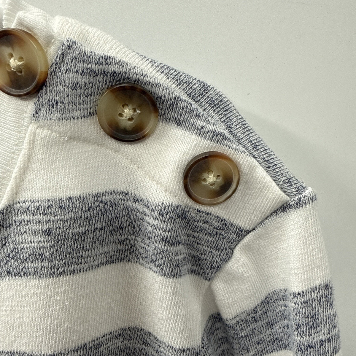 Talbots Womens Large Sweatshirt Sweater Long Sleeve Cotton Grey White Stripe