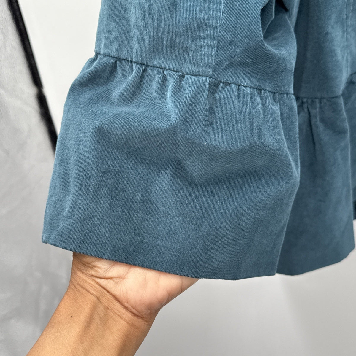 Style & Co Woman 18W Teal Stretch Corduroy Peplum Jacket Bell Sleeve