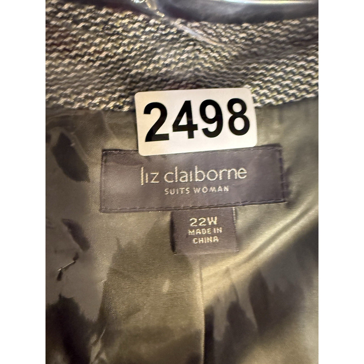 Liz Claiborne Blazer Jacket 22W Green Black Heavyweight Structured No Stretch