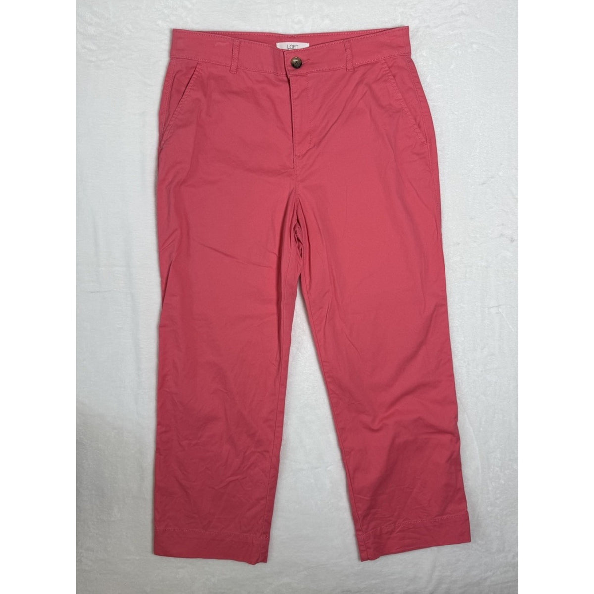 LOFT Womens Pink Crop Pants Size 10 Cotton Stretch Chino Capri Crop Casual