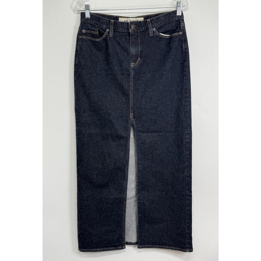 GAP Jeans Dark Wash Denim Maxi Skirt Front Slit 5 Pocket 30” Waist , Size??