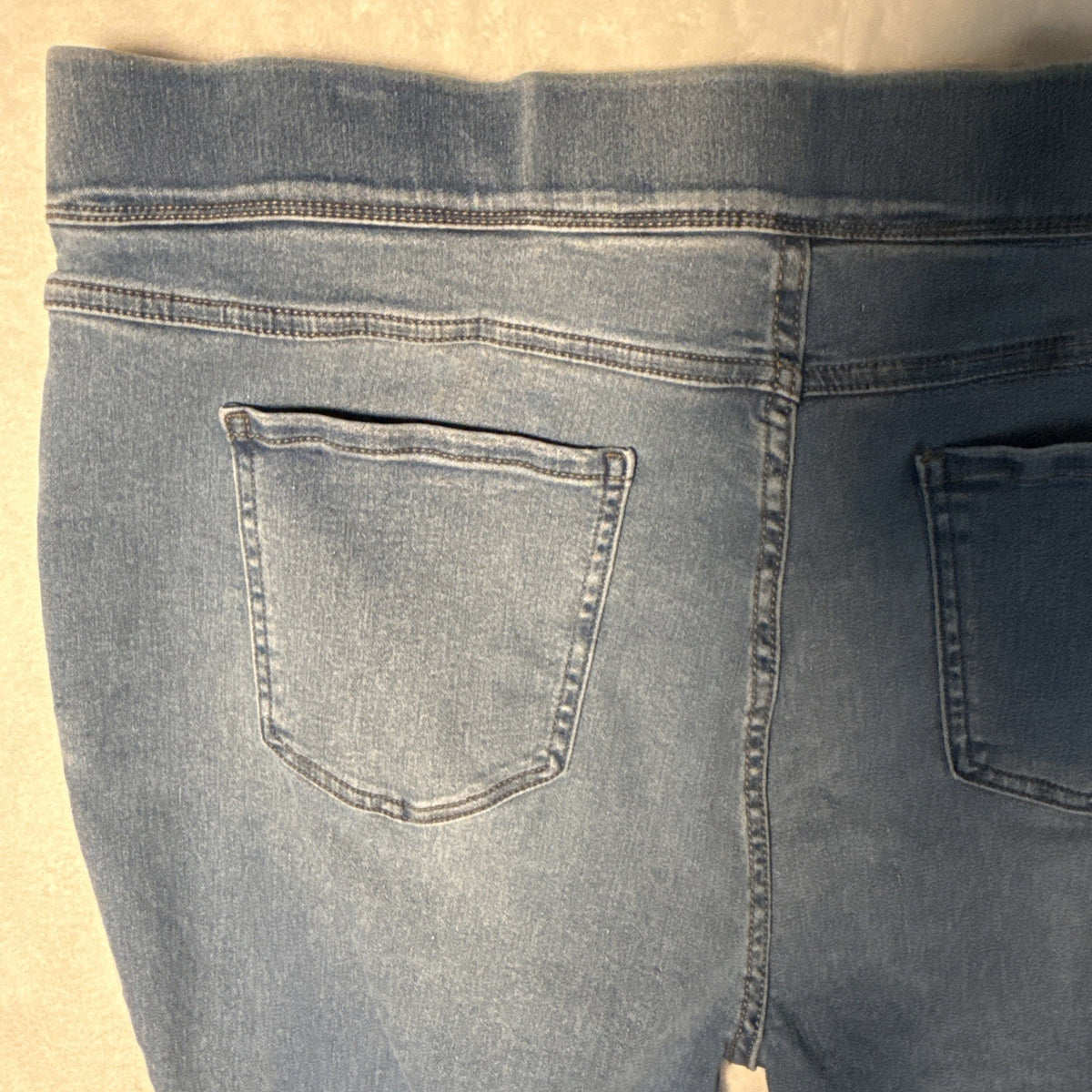 Terra & Sky Woman's 1X Pull On Jean Jeggings High Rise Stretch Casual lightwash