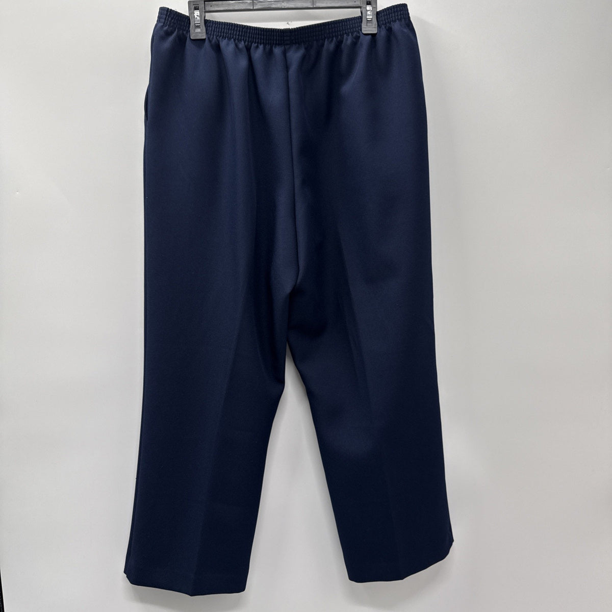 ALFRED DUNNER Navy Pants Stretch Women's Size 16 Blue Dress Pants Elastic Waist