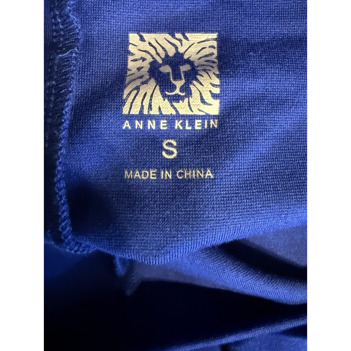Anne Klein Blue Knit Top Women Small 3/4 Sleeve Stretch Minimalist Career Casual