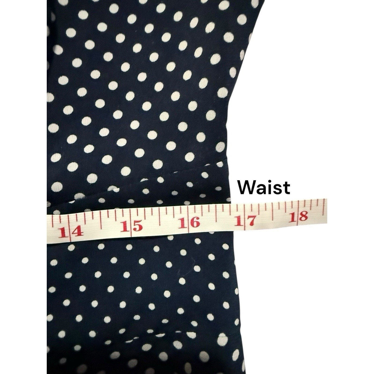 The limited Women’s Size 12 Blue polkadots sleevless Fit & Flare Faux Wrap Dress