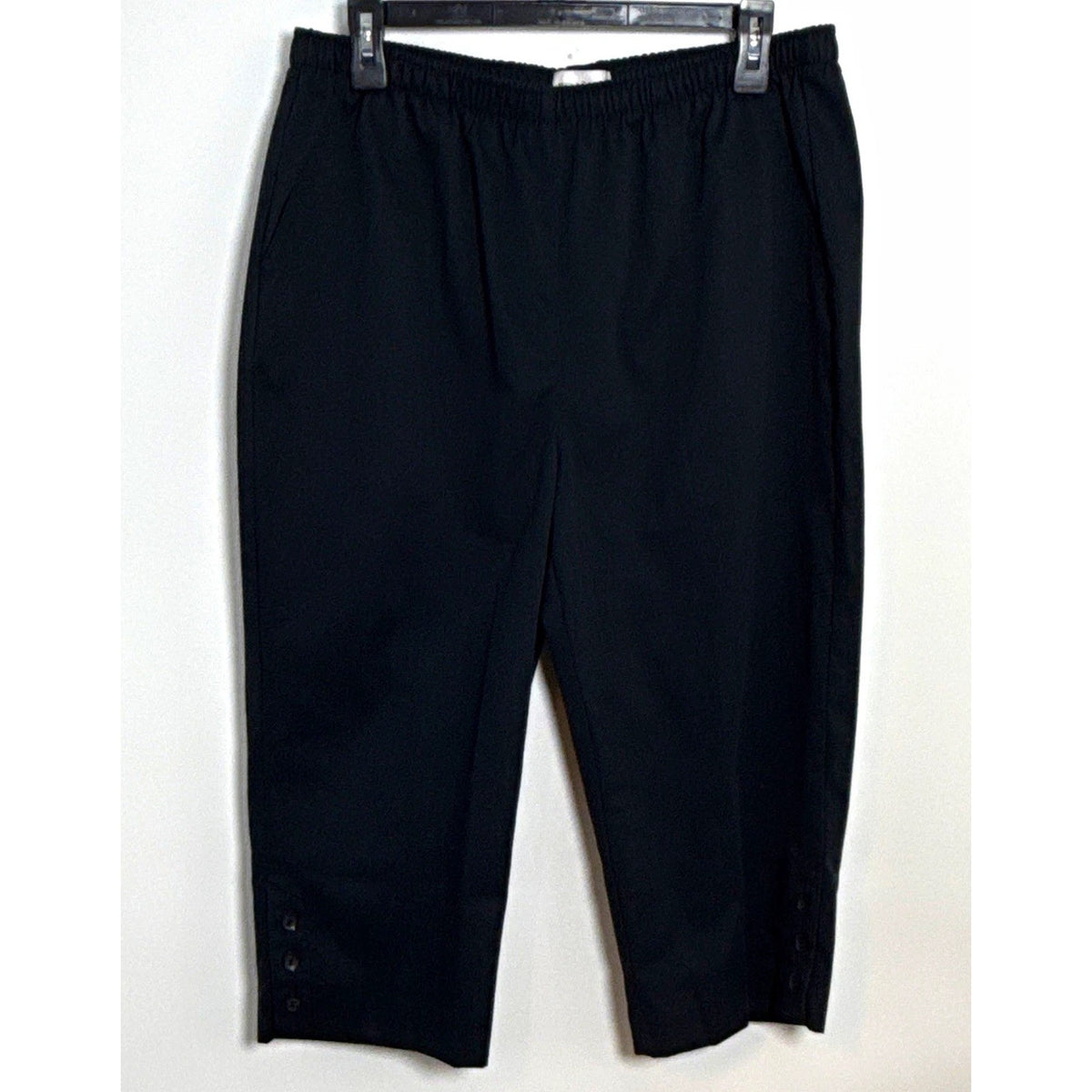 Draper's & Damon's Womens PL Black Capri Pants Pull On Elastic Waist Relaxed