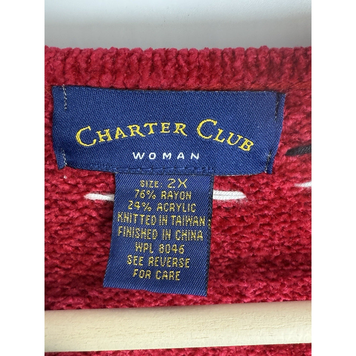Charter Club Woman 2X Red Knit Cardigan Button Front Stitch Detail Long Sleeve