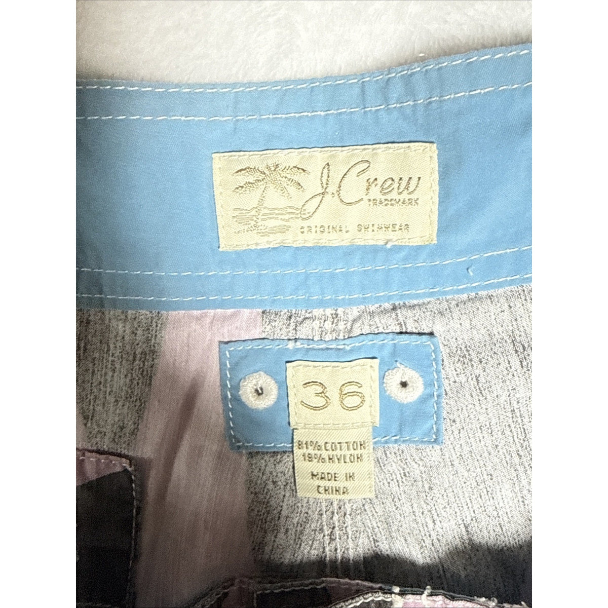 J. Crew Men's Gray Pink Floral Board Shorts Swim Trunks Sz 36 Pockets Drawstring
