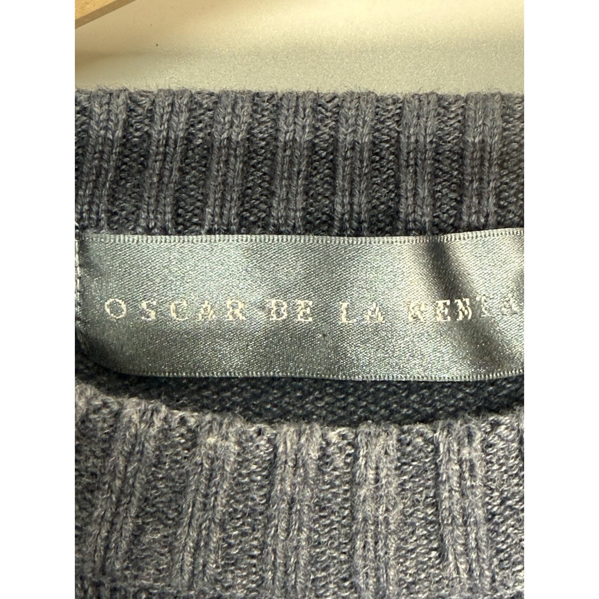 Oscar de la Renta Men’s Gray Textured Knit Crewneck Sweater Size M Cotton Blend