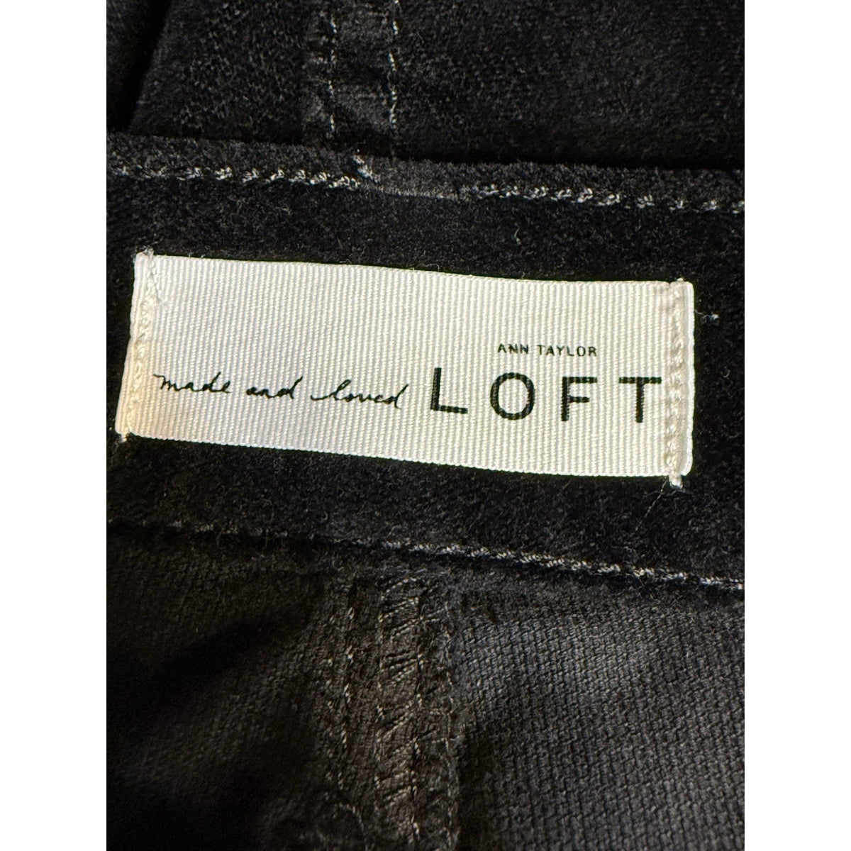 Ann Taylor LOFT Black Faux Velvet Flare Crop Jeans Women’s Size 31/12 Stretch