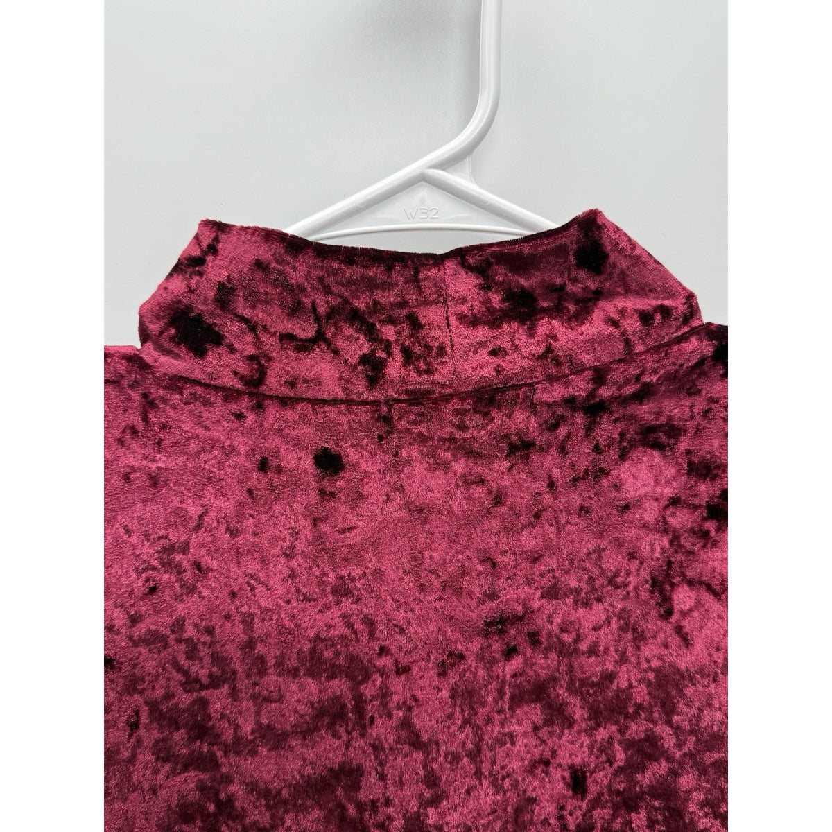 Slinky Brand L Burgundy Crushed Velvet Mock Neck Top Gothic Witchy Made USA