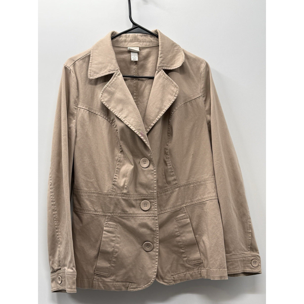 Venezia Womens Jacket Size 14 Khaki Tan Stretch Cotton Utility Career 3 Button