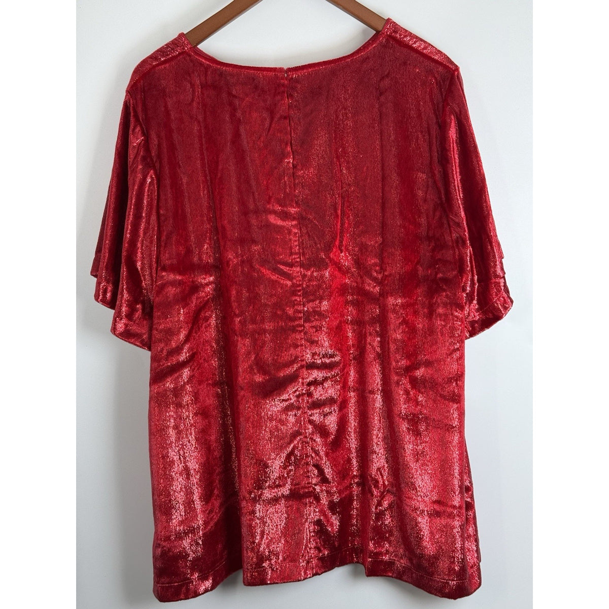 Lane Bryant Red Velvet Short Sleeve Women’s Blouse Top Size 24 Stretch