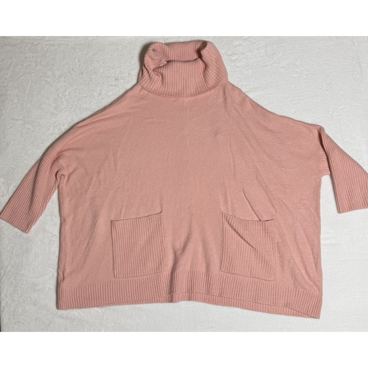 NWT LOFT Women XL Pink Turtleneck Sweater Oversized Dolman Batwing Cotton Knit