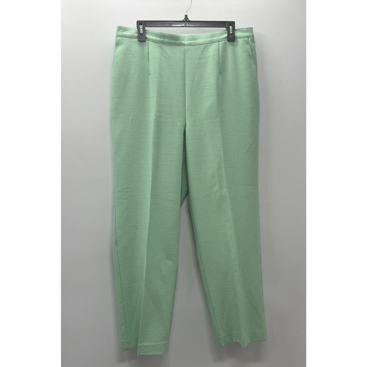 Alfred Dunner Women's 16 W Green Straight Leg Pants Pull On Elastic Waist Flat