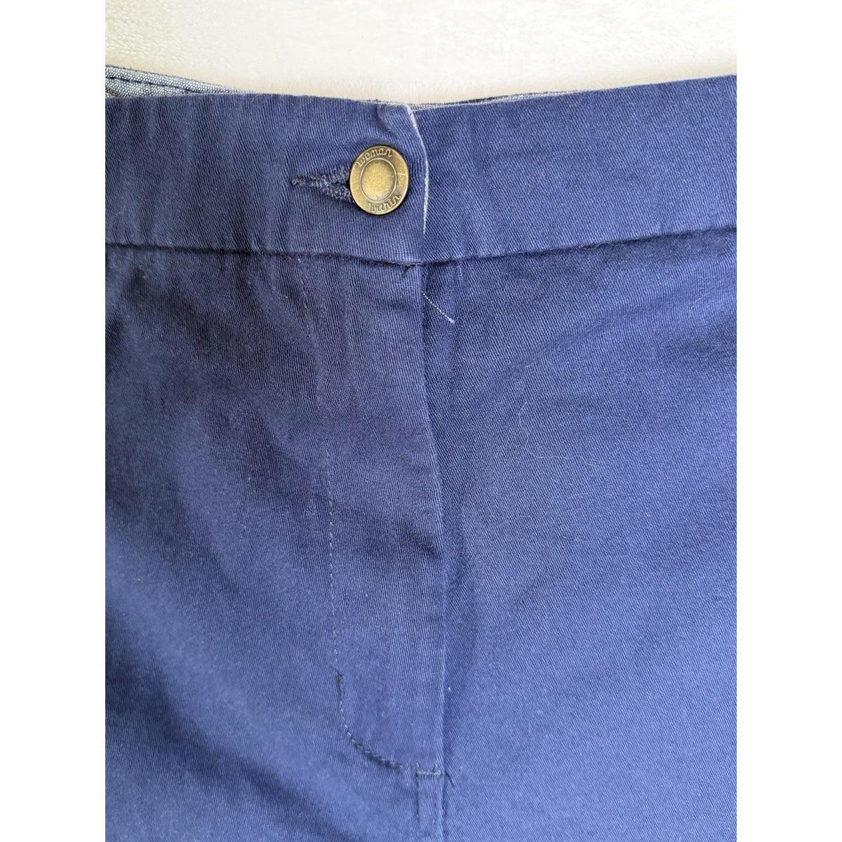 Woman Within Womens 24W Blue Stretch Capri Pants Cotton Plus Size Casual Pockets