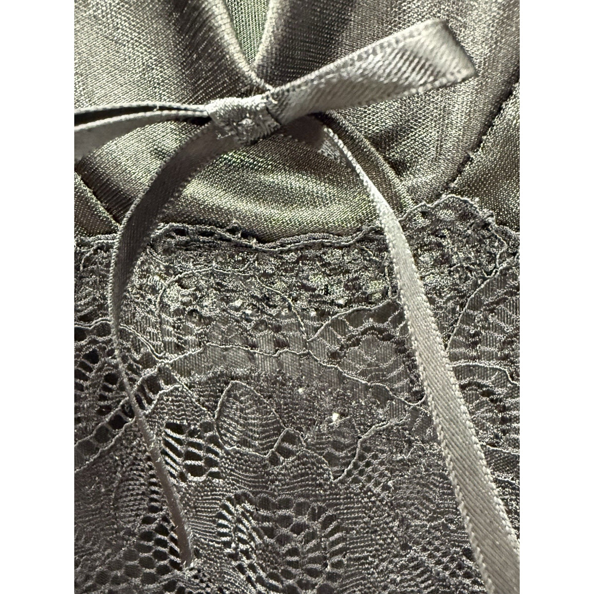 Tracy Black Satin Lace Slip Dress Adjustable Straps Romantic Lingerie Goth Sz L