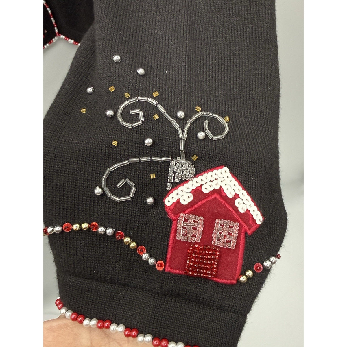 Just B XL Christmas Cardigan Nutcracker Angel Beaded Sequin Holiday Sweater